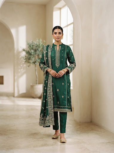 Farah Embroidered Lawn — Sapphire - View 1