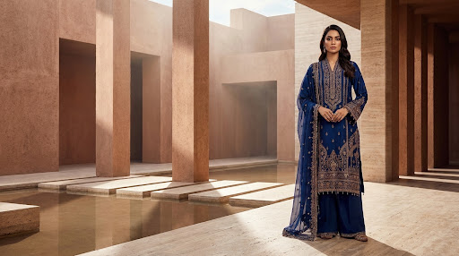 Farah Embroidered Sapphire